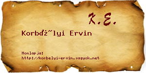Korbélyi Ervin névjegykártya
